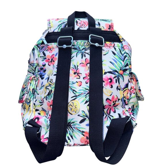 Kipling Backpack Womens Floral Multi-Color Canvas Adjustable Straps Jungle Monke - Picture 13 of 16